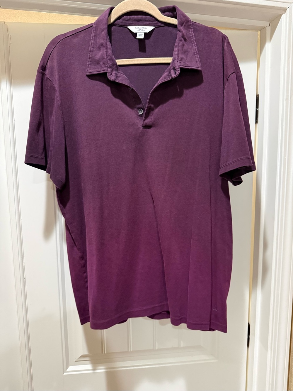 Calvin Klein Men's Polo Shirt - Deep Plum Size XXL  EUC